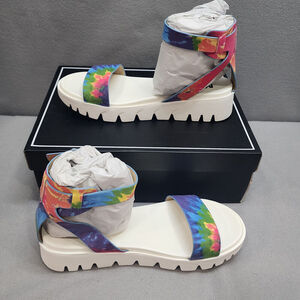 MIA Mady Rainbow Tie-Dye Ankle Strap Sandals,‎ Size 7.5 M NIB